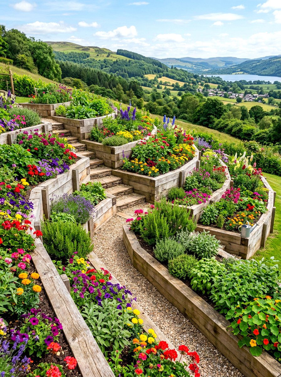 Tiered garden beds - 30 curb appeal landscaping ideas