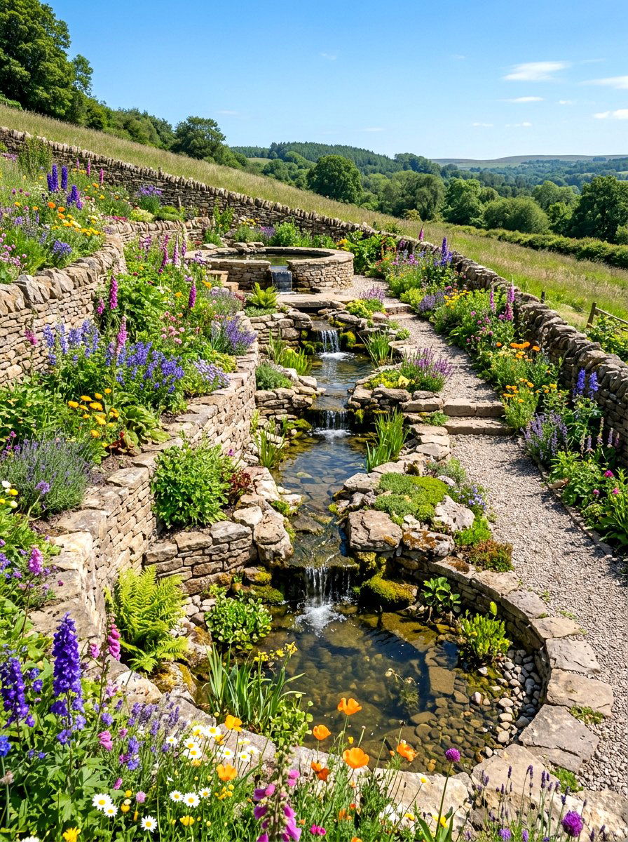 Tiered garden stream - 30 backyard stream ideas