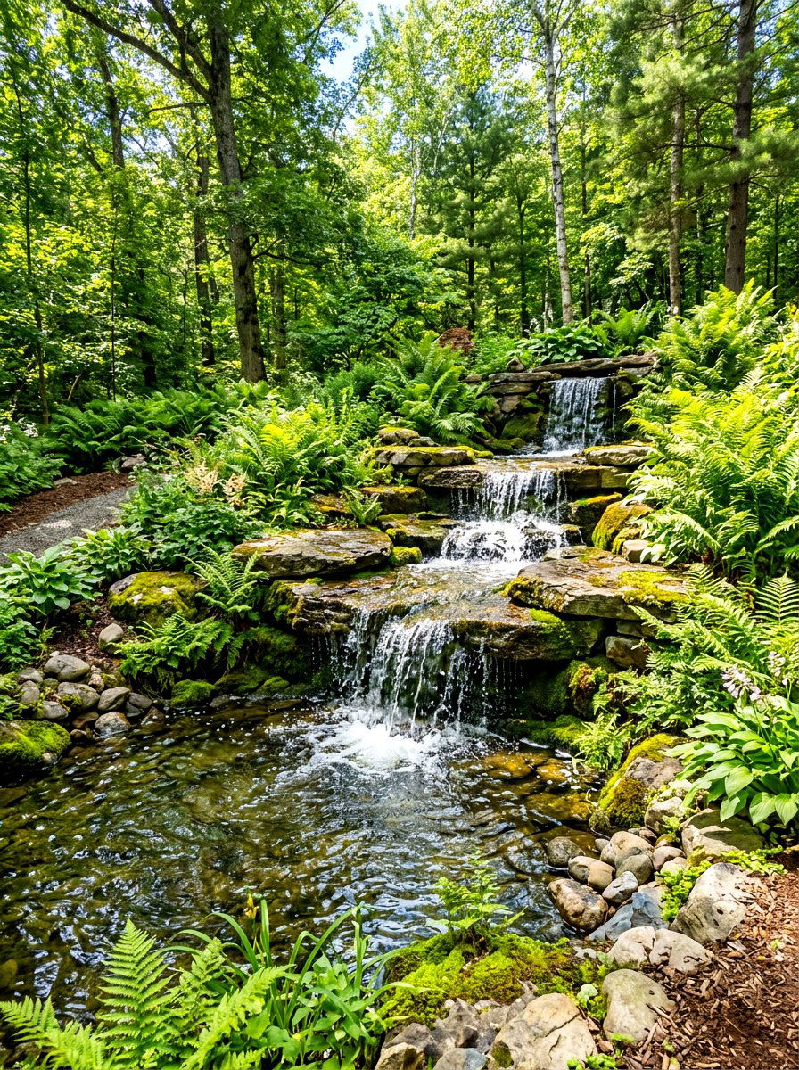 Tiered garden waterfall - 30 pond landscaping ideas