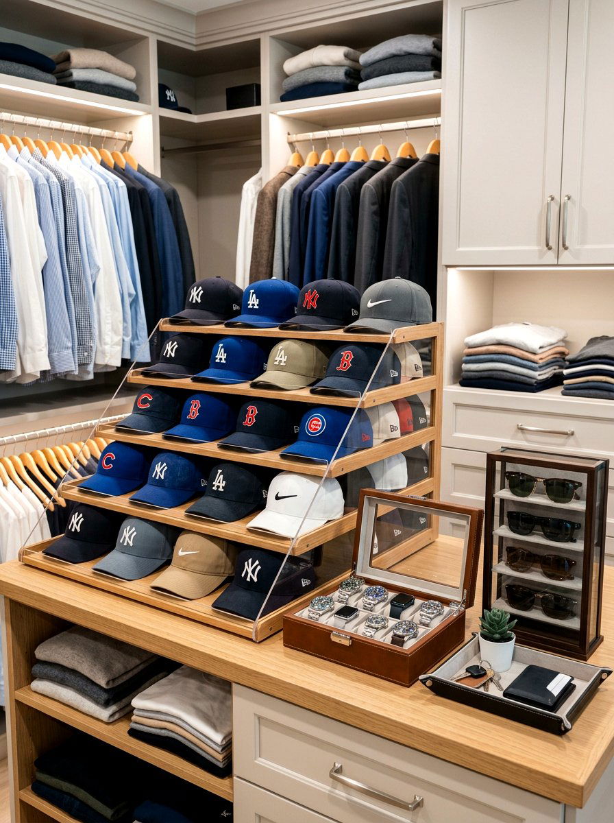 Tiered hat organizer - 30 hat storage closet ideas