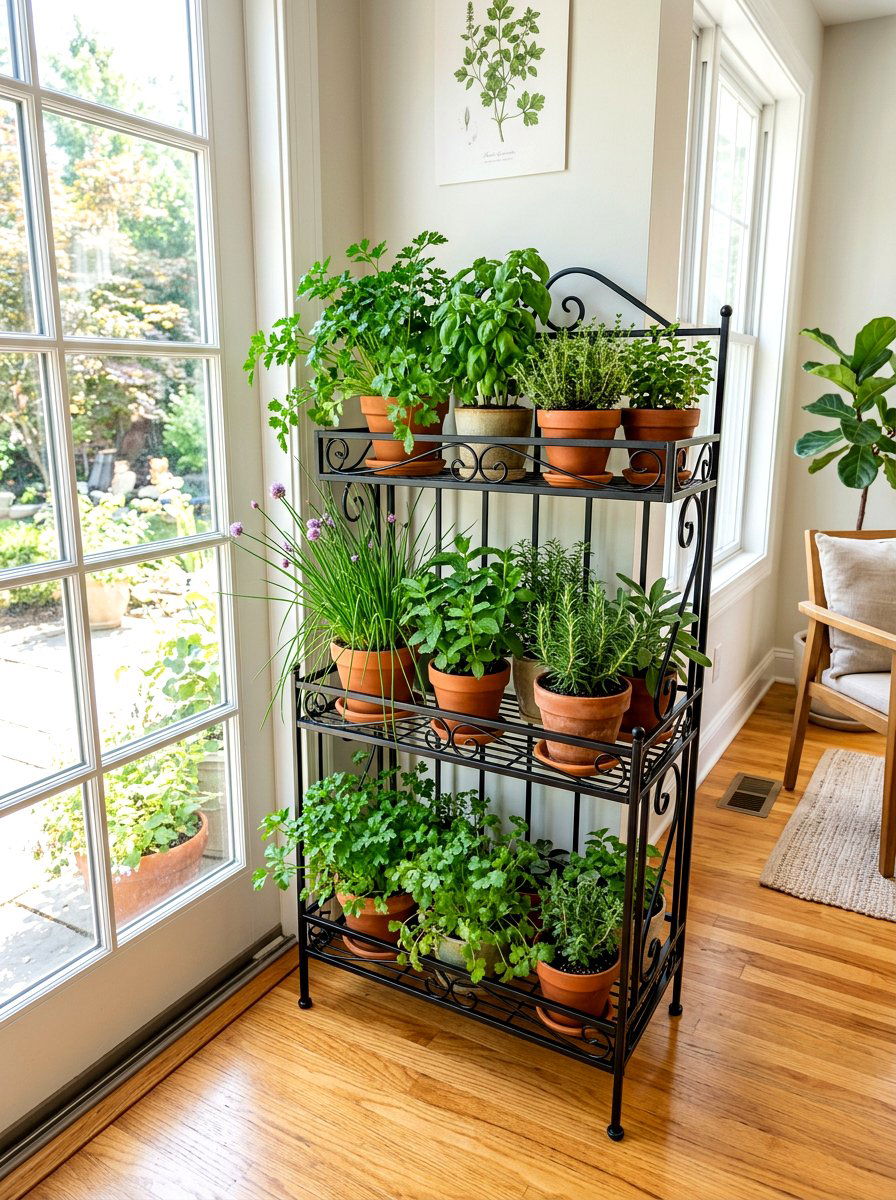 Tiered herb garden stand - 30 apartment herb garden ideas