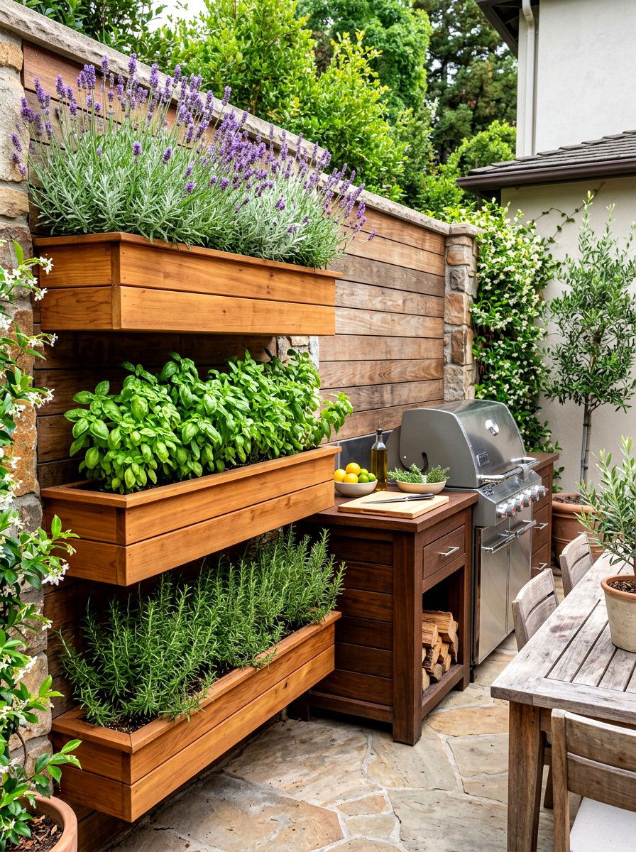 Tiered herb garden wall - 30 privacy planter screen ideas
