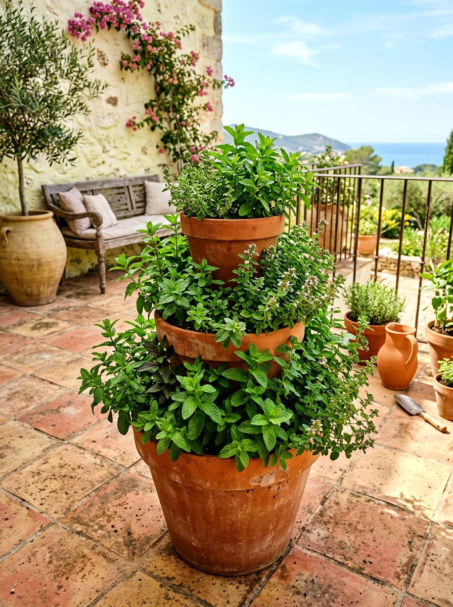 Tiered herb garden - 30 herb garden planter ideas