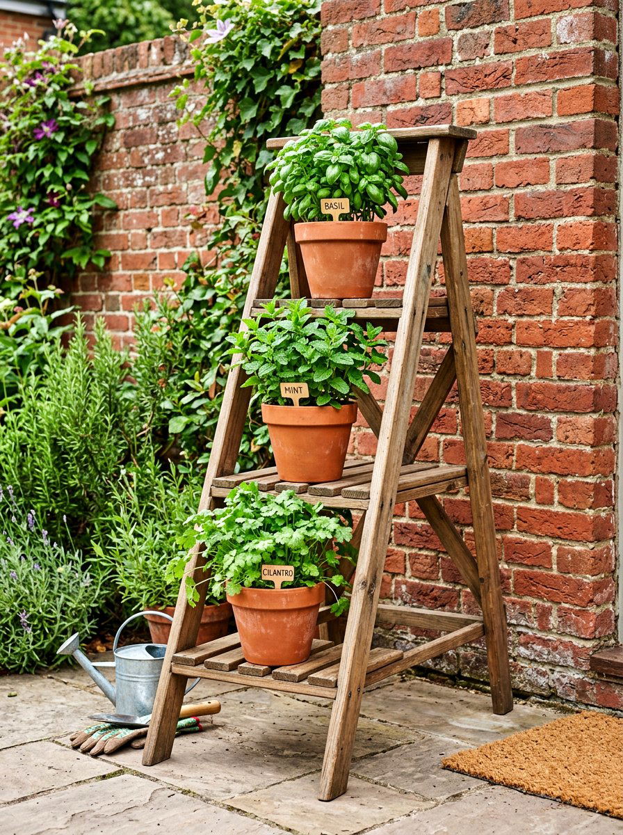 Tiered herb ladder - 30 garden planter ideas