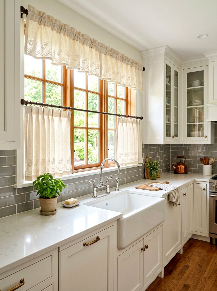 Tiered kitchen curtains - 30 kitchen curtain sink ideas