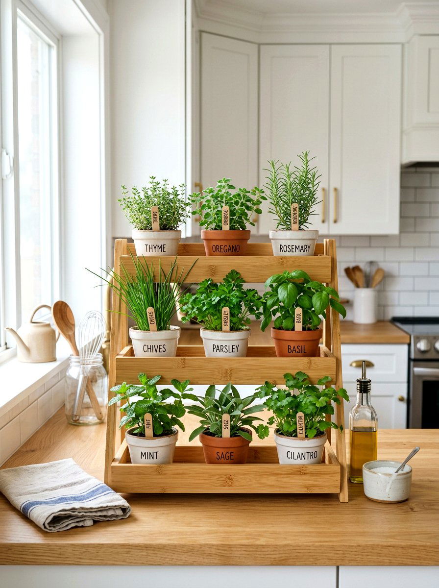 Tiered kitchen herb stand - 30 kitchen herb shelf ideas