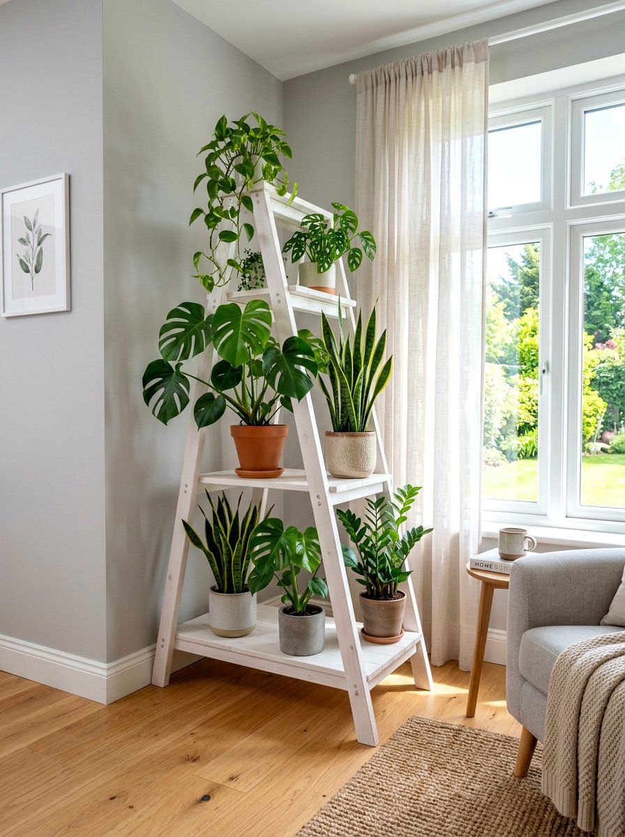 Tiered ladder plant stand - 30 apartment vertical garden ideas