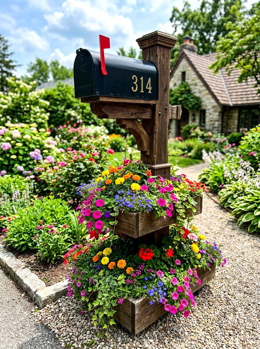 Tiered mailbox planter box - 30 mailbox planter box ideas