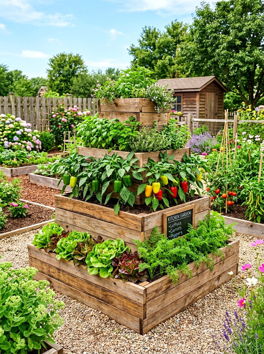 Tiered pallet vegetable planter - 30 pallet planter ideas