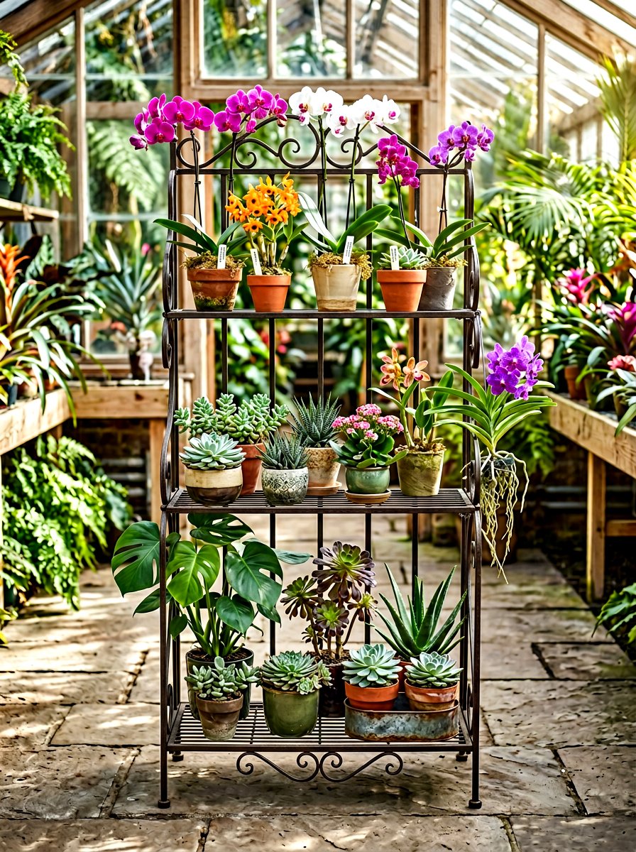 Tiered plant stands - 30 greenhouse shelving ideas