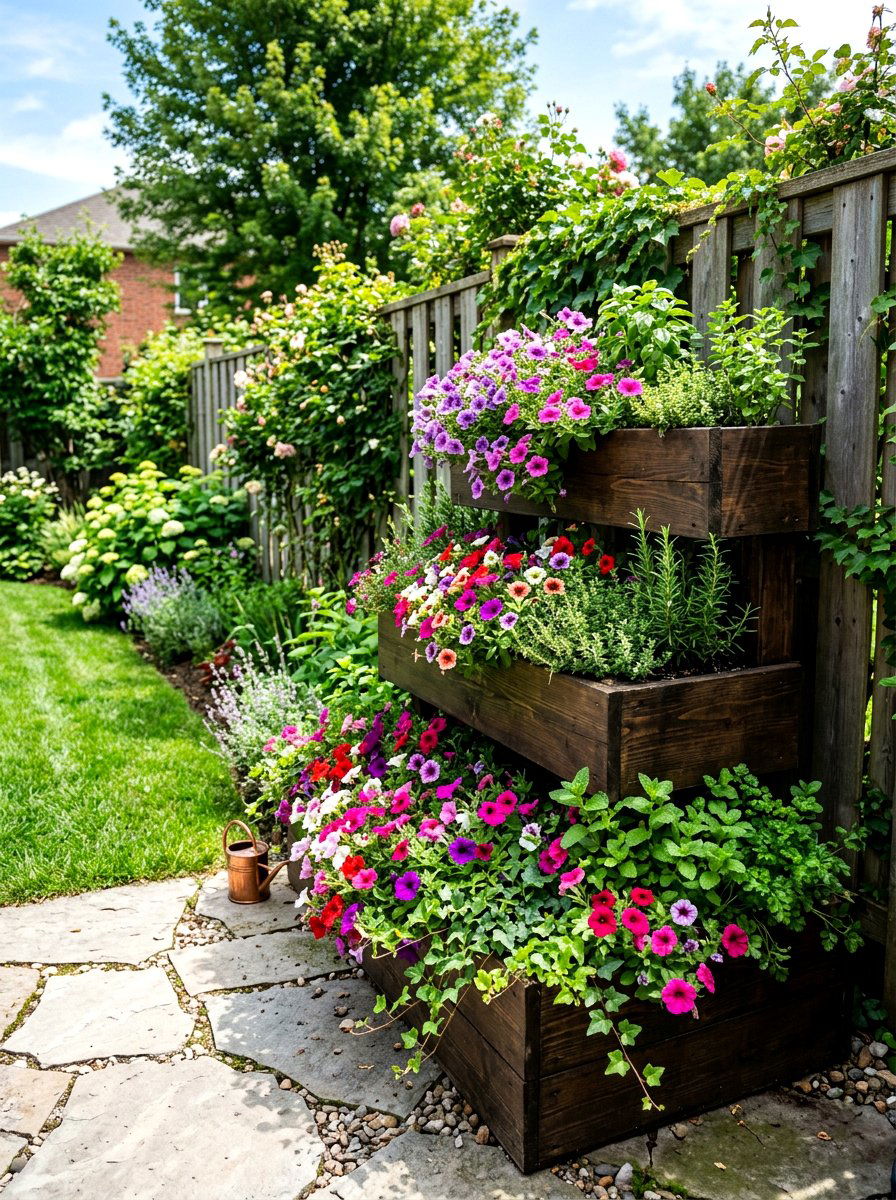 Tiered planter box - 30 backyard corner ideas