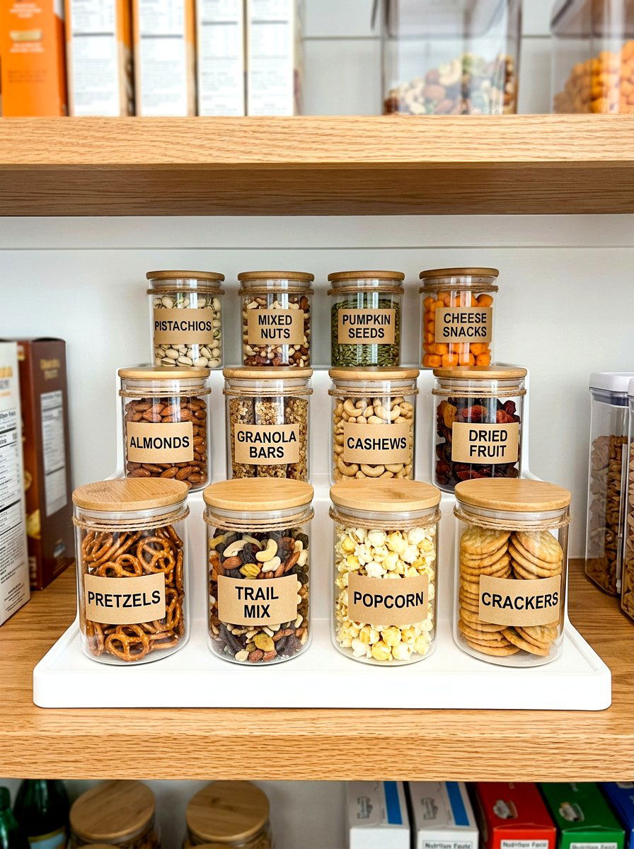 Tiered shelf organizer - 30 pantry snack zone ideas