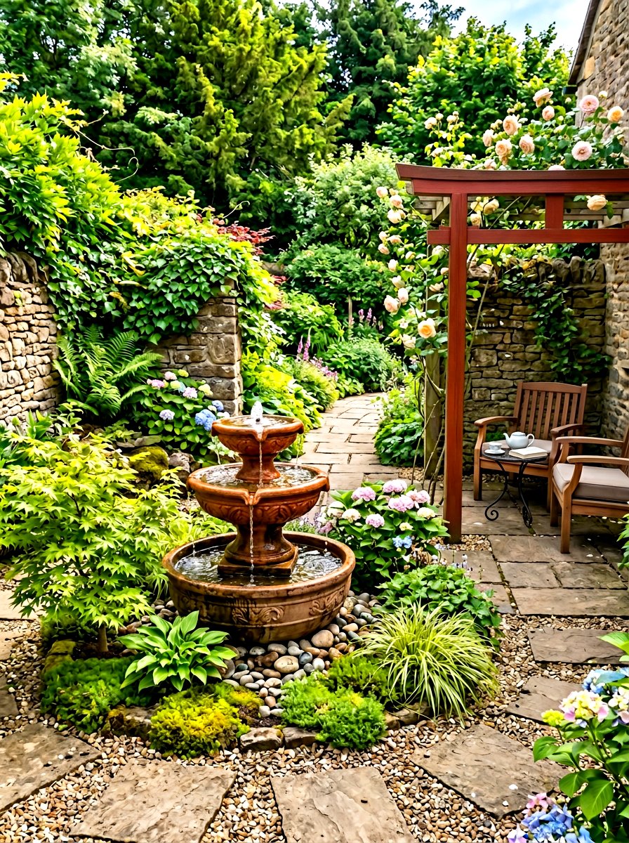 Tiered terracotta fountain - 30 terracotta pot ideas