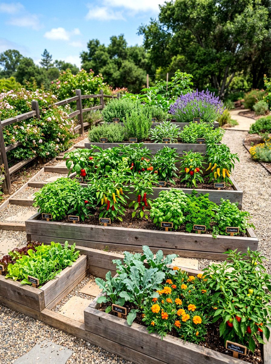 Tiered vegetable garden beds - 30 raised vegetable garden ideas