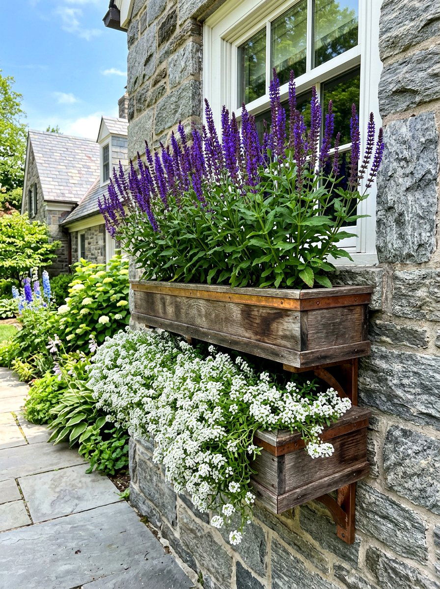 Tiered window box - 30 window flower box ideas