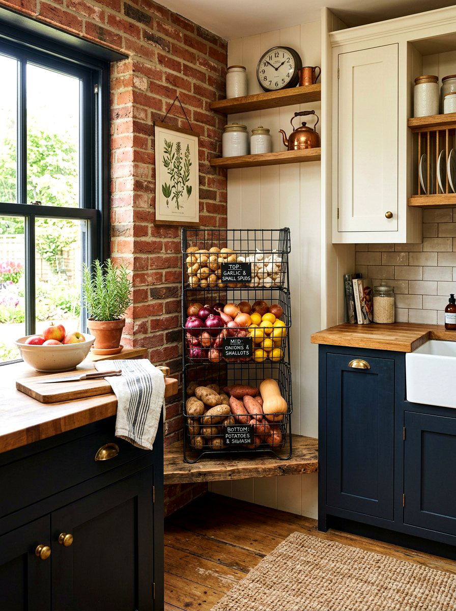 Tiered wire basket - 30 TikTok kitchen decor ideas