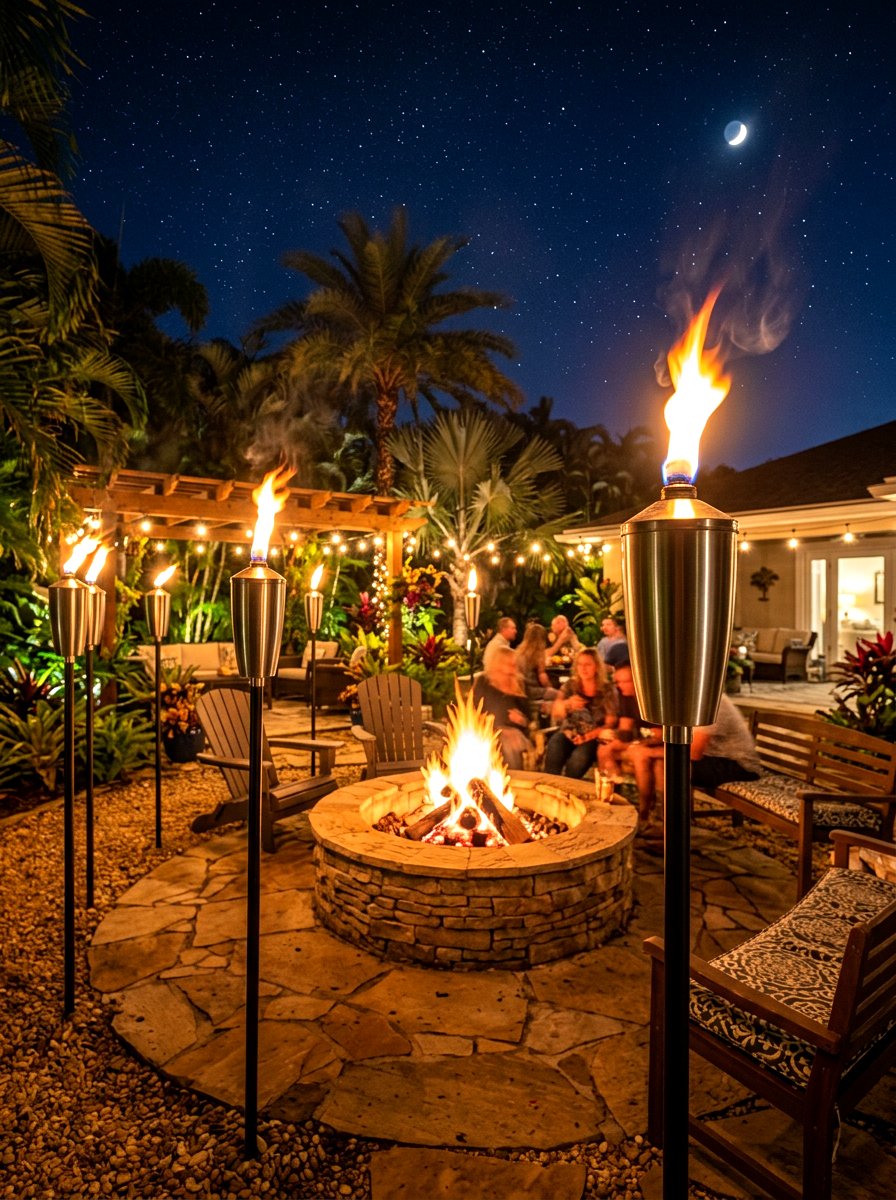 Tiki Torches Fire Pit Perimeter - 30 fire pit lighting ideas