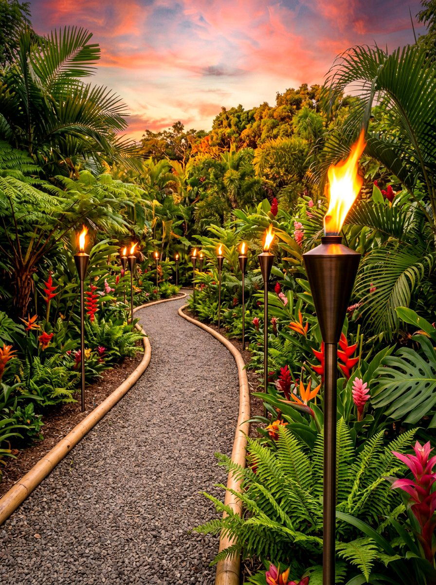 Tiki Torches For Walkway - 30 backyard lighting ideas