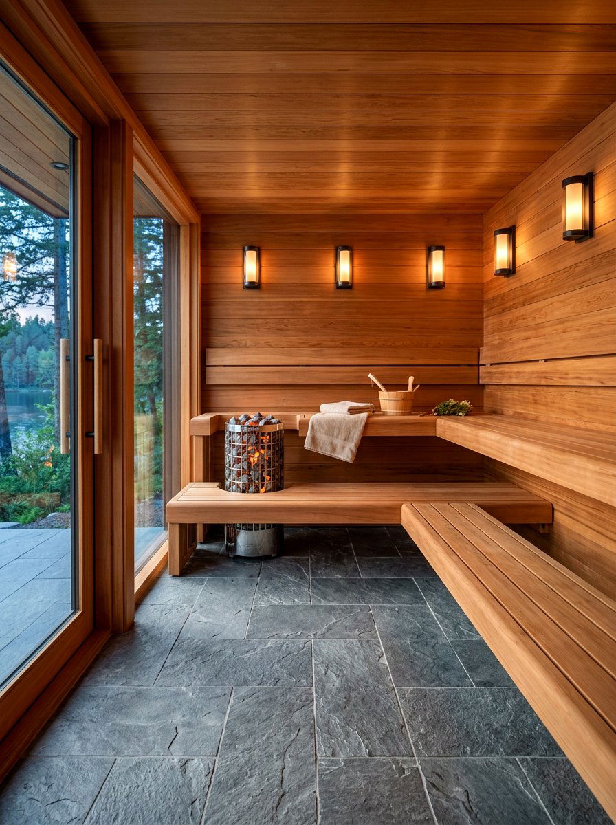 Tile And Wood Sauna - 30 sauna room ideas