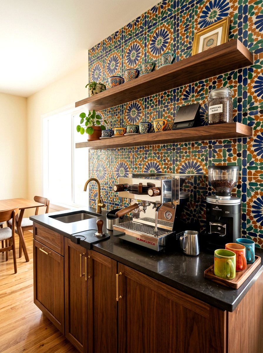 Tile Backsplash Coffee Bar - 30 coffeehouse kitchen corner ideas