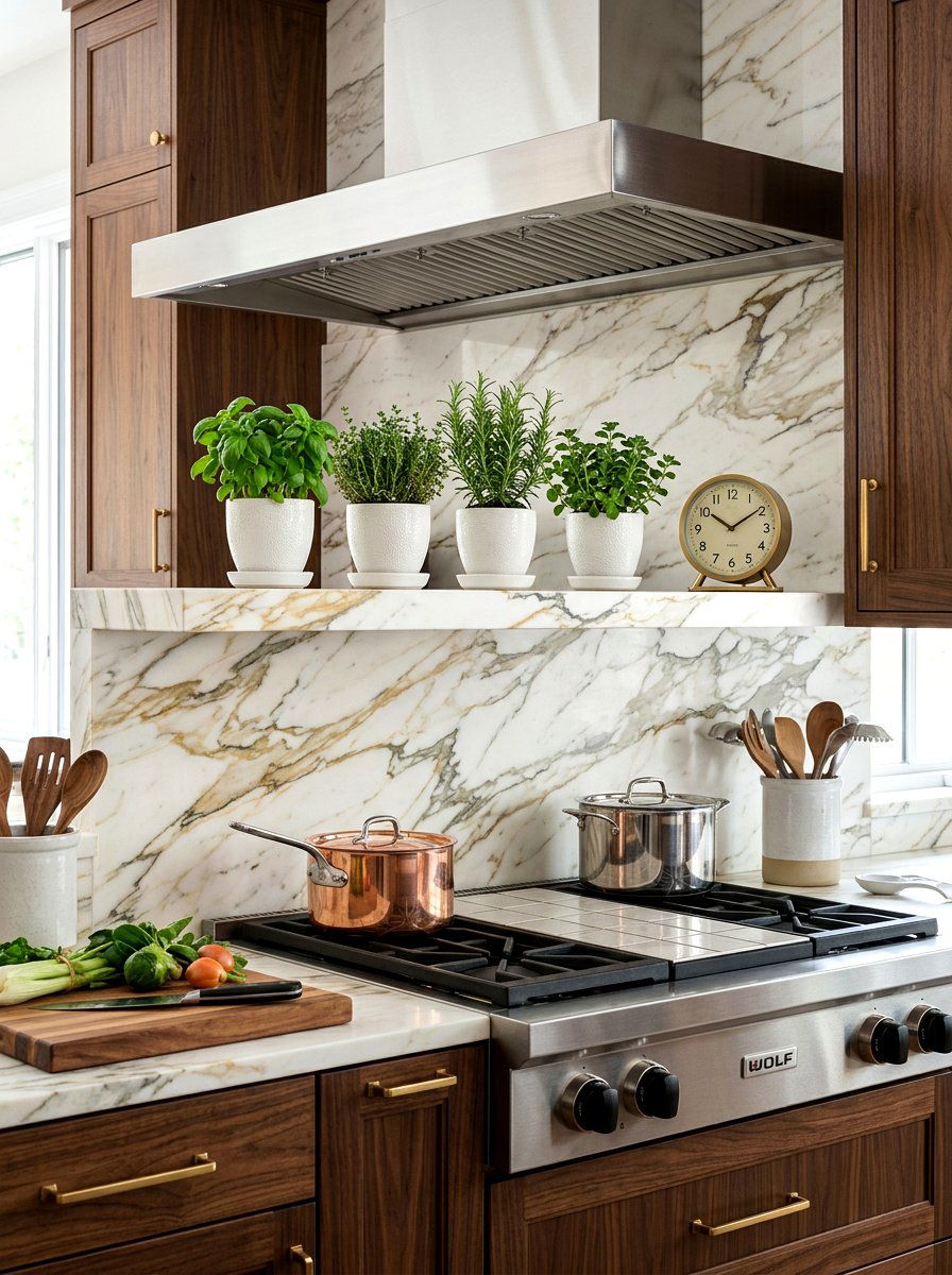 Tile Backsplash Floating Shelf - 30 kitchen plant shelf ideas