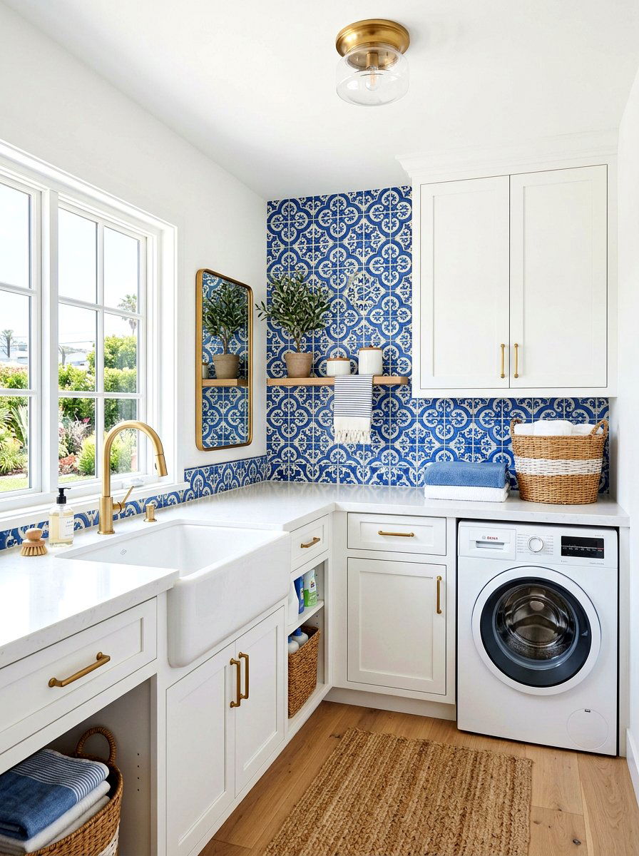 Tile Backsplash Laundry - 30 laundry nook ideas