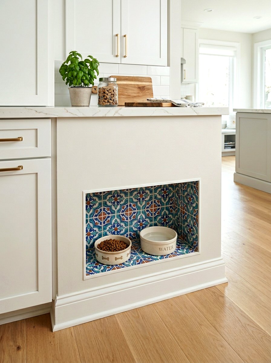Tile Backsplash Pet Feeding Niche - 30 pet feeding station ideas
