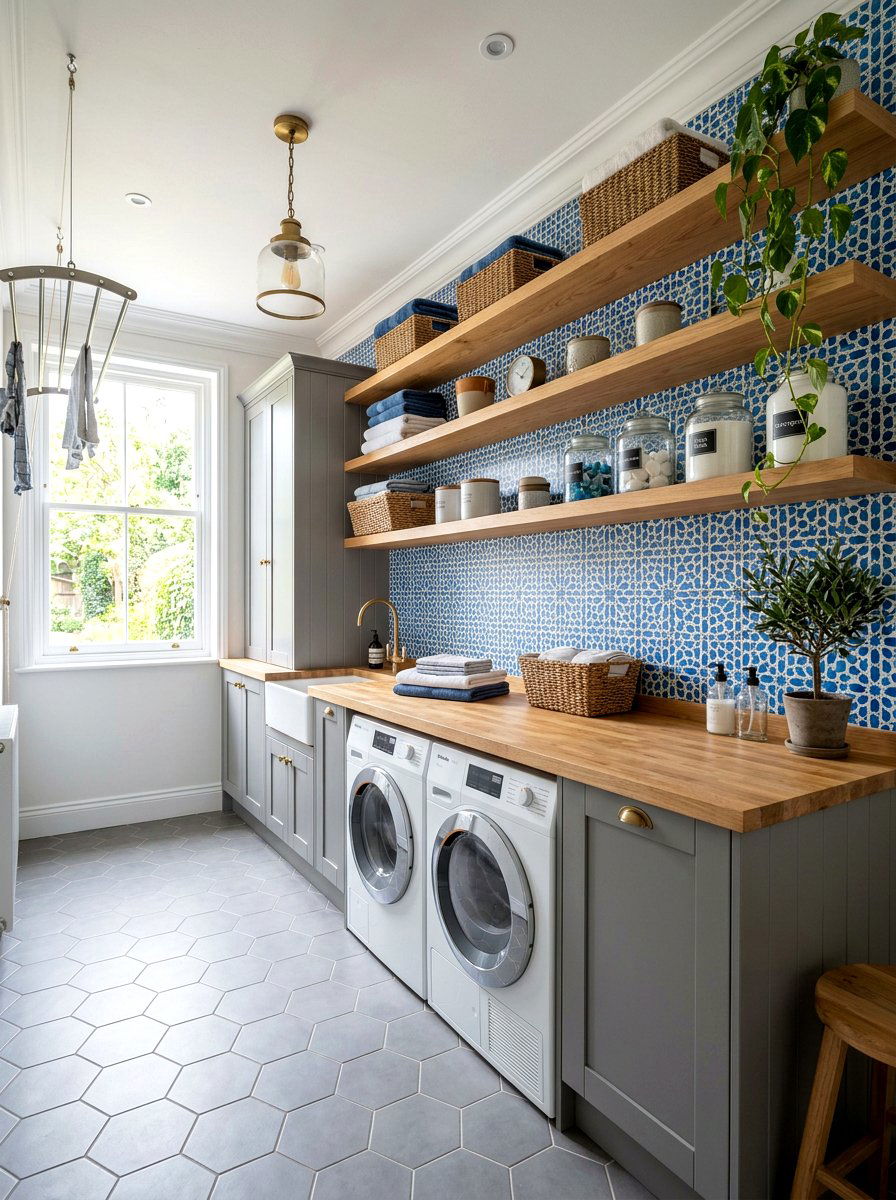 Tile Effect Laundry Room Wallpaper - 30 laundry room wallpaper ideas