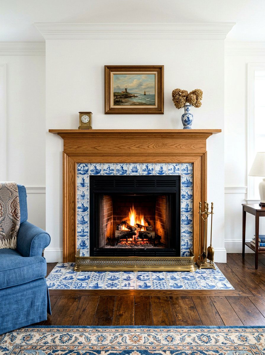 Tile Hearth With Wood Mantel - 30 traditional fireplace mantel ideas