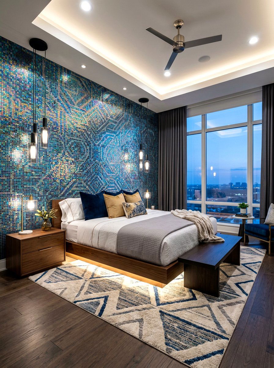 Tile Mosaic Wall - 30 bedroom accent wall ideas