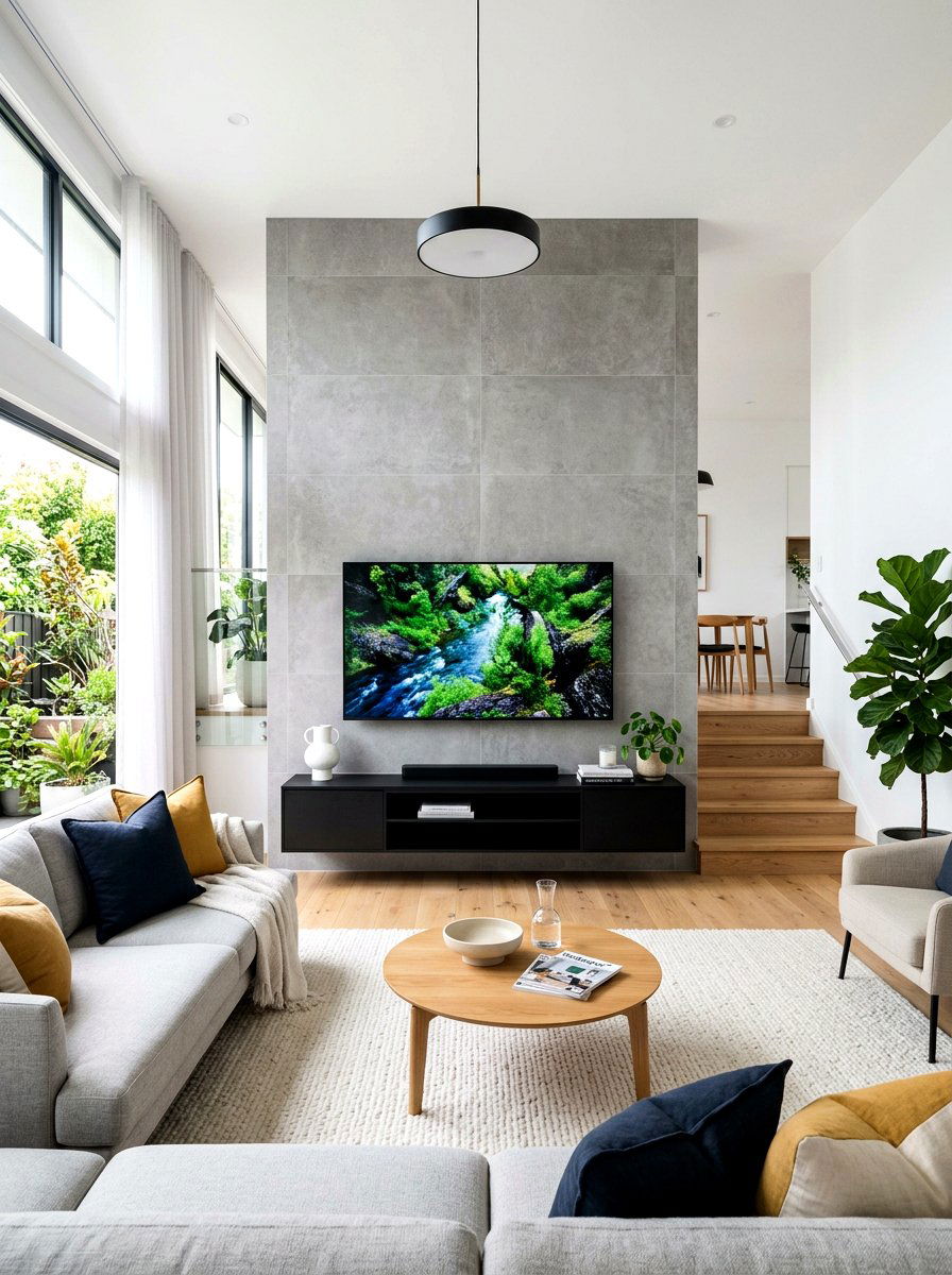 Tile TV Wall - 30 TV wall panel ideas