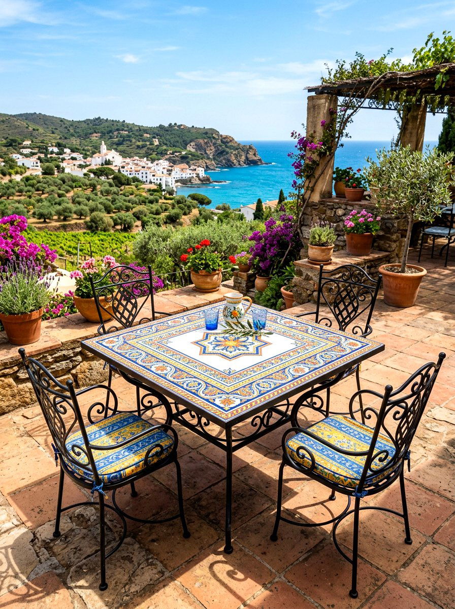 Tile Top Table - 30 deck furniture ideas