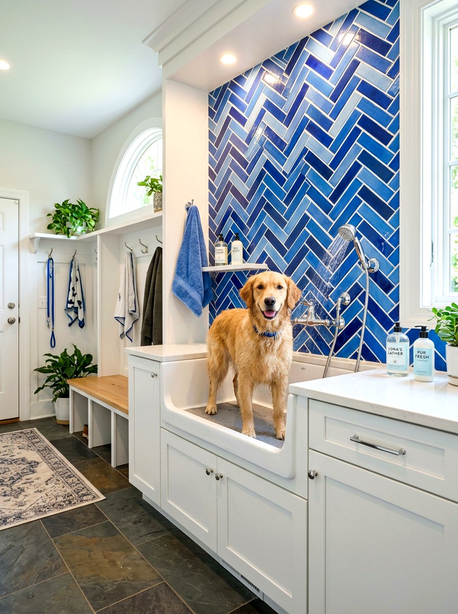 Tile Wall Dog Wash - 30 entryway pet station ideas