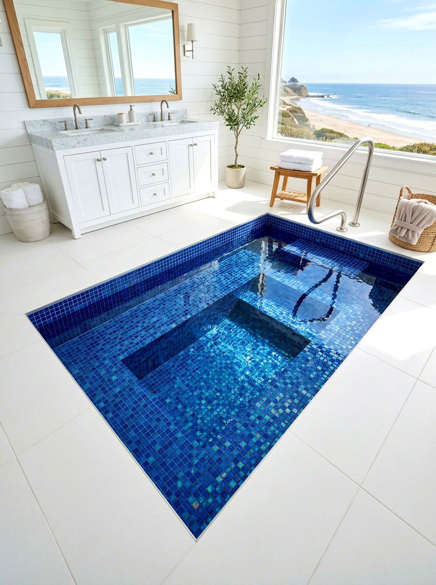 Tile cold plunge basin - 30 contrast therapy bathroom ideas