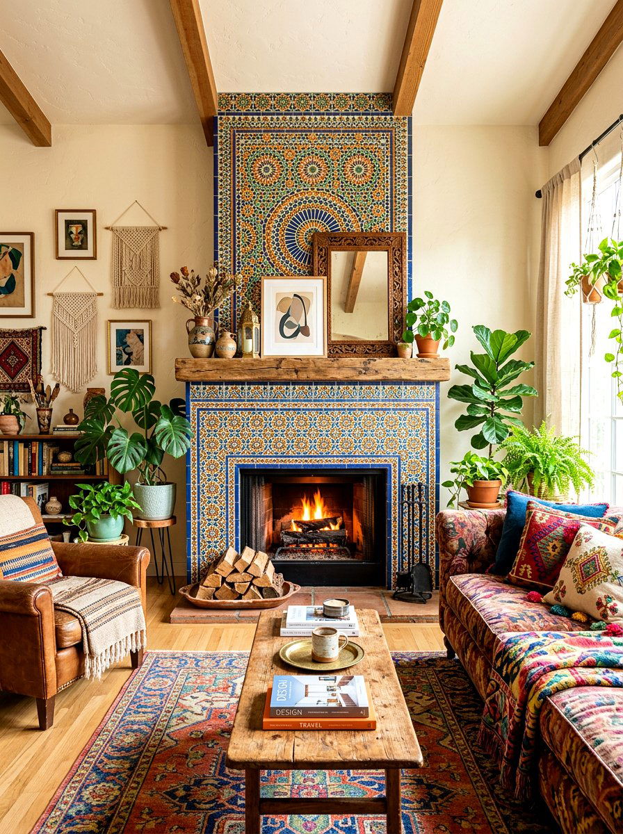 Tile fireplace - 30 living room fireplace ideas