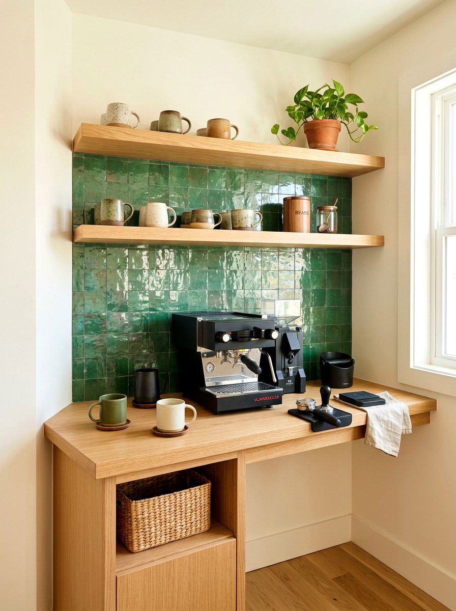 Tiled Backsplash Coffee Nook - 30 espresso nook kitchen ideas