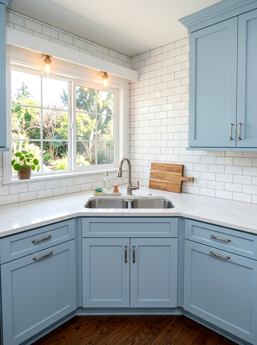Tiled Backsplash Corner Sink - 30 corner sink kitchen ideas