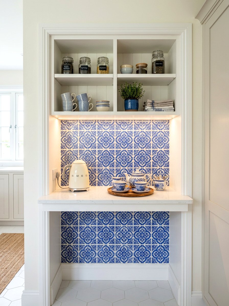 Tiled Backsplash Pantry Niche - 30 breakfast pantry ideas
