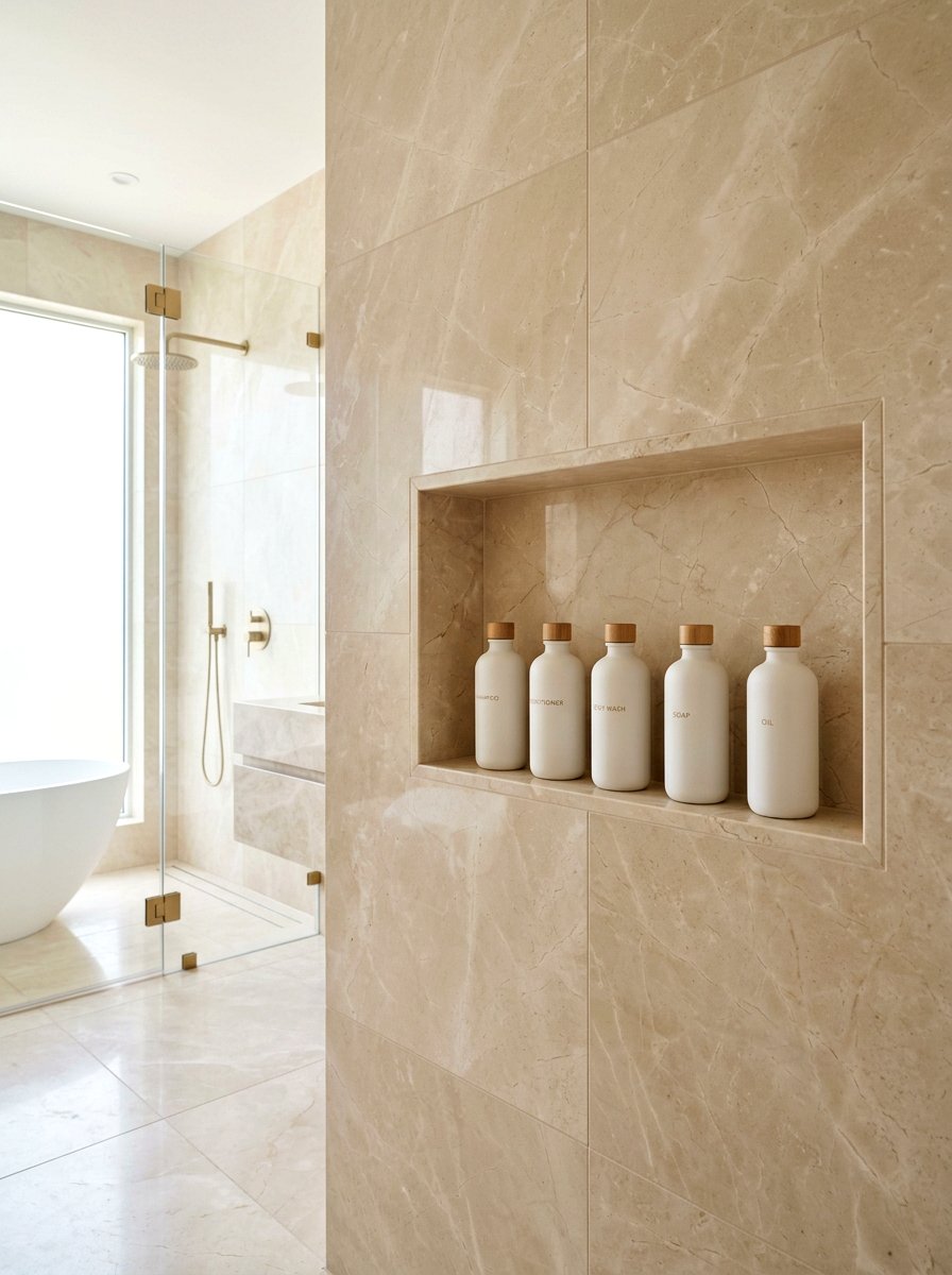 Tiled Bathroom Storage Niche - 30 spa shelf bathroom ideas