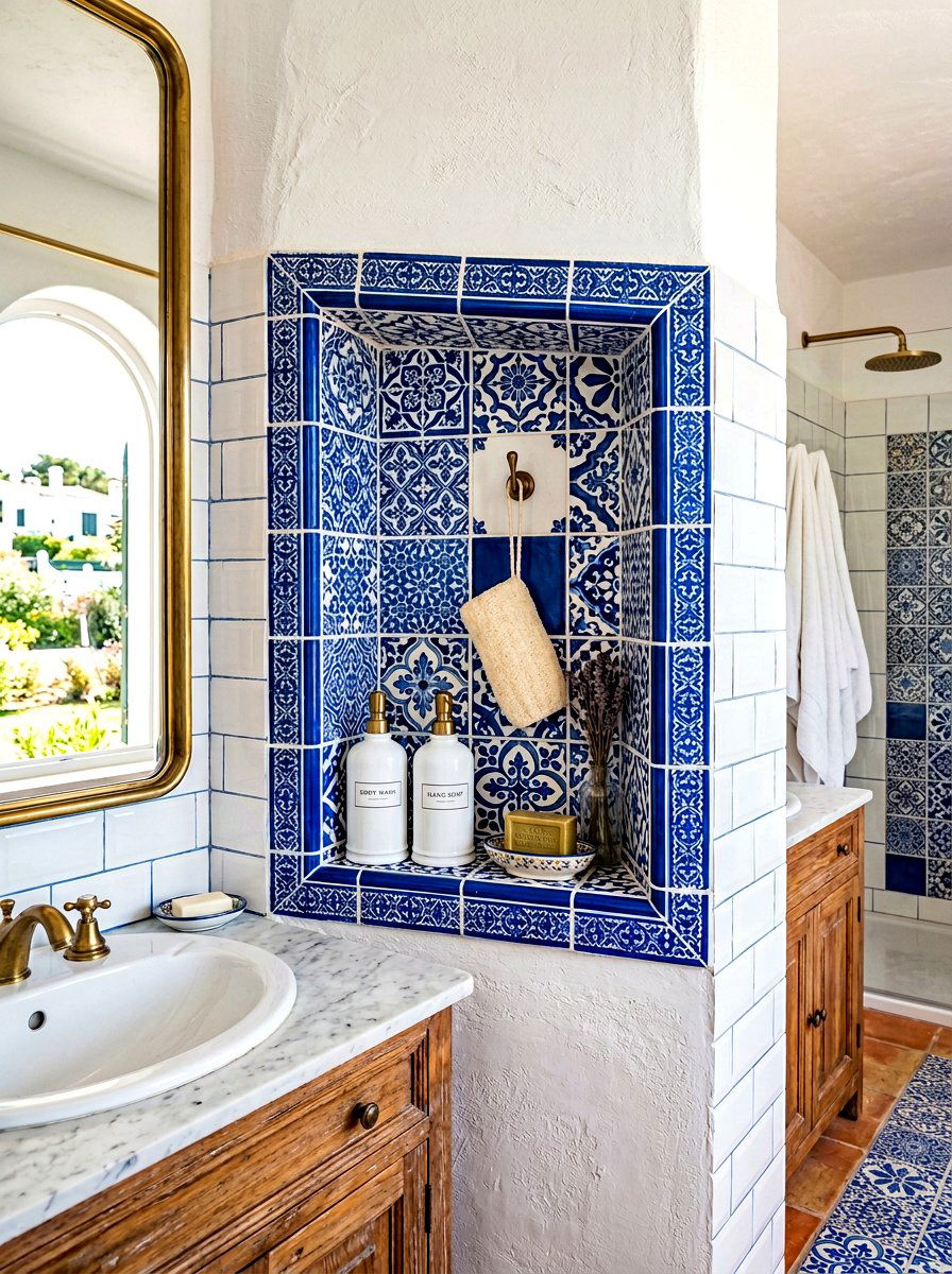 Tiled Bathroom Wall Shelf - 30 bathroom shelf decor ideas