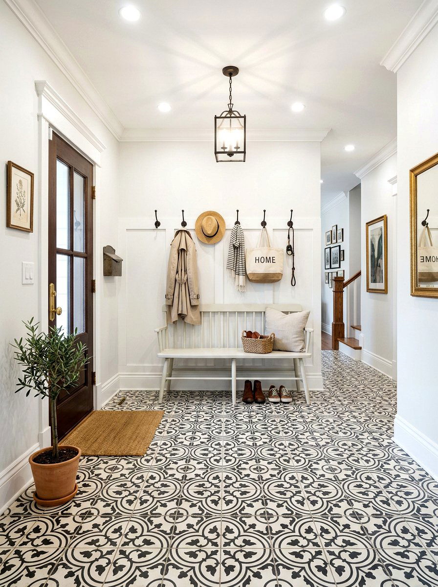 Tiled Floor Entry - 30 drop zone ideas