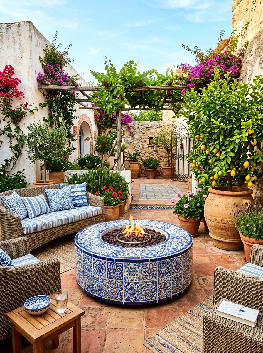 Tiled Gas Fire Pit - 30 gas fire pit ideas