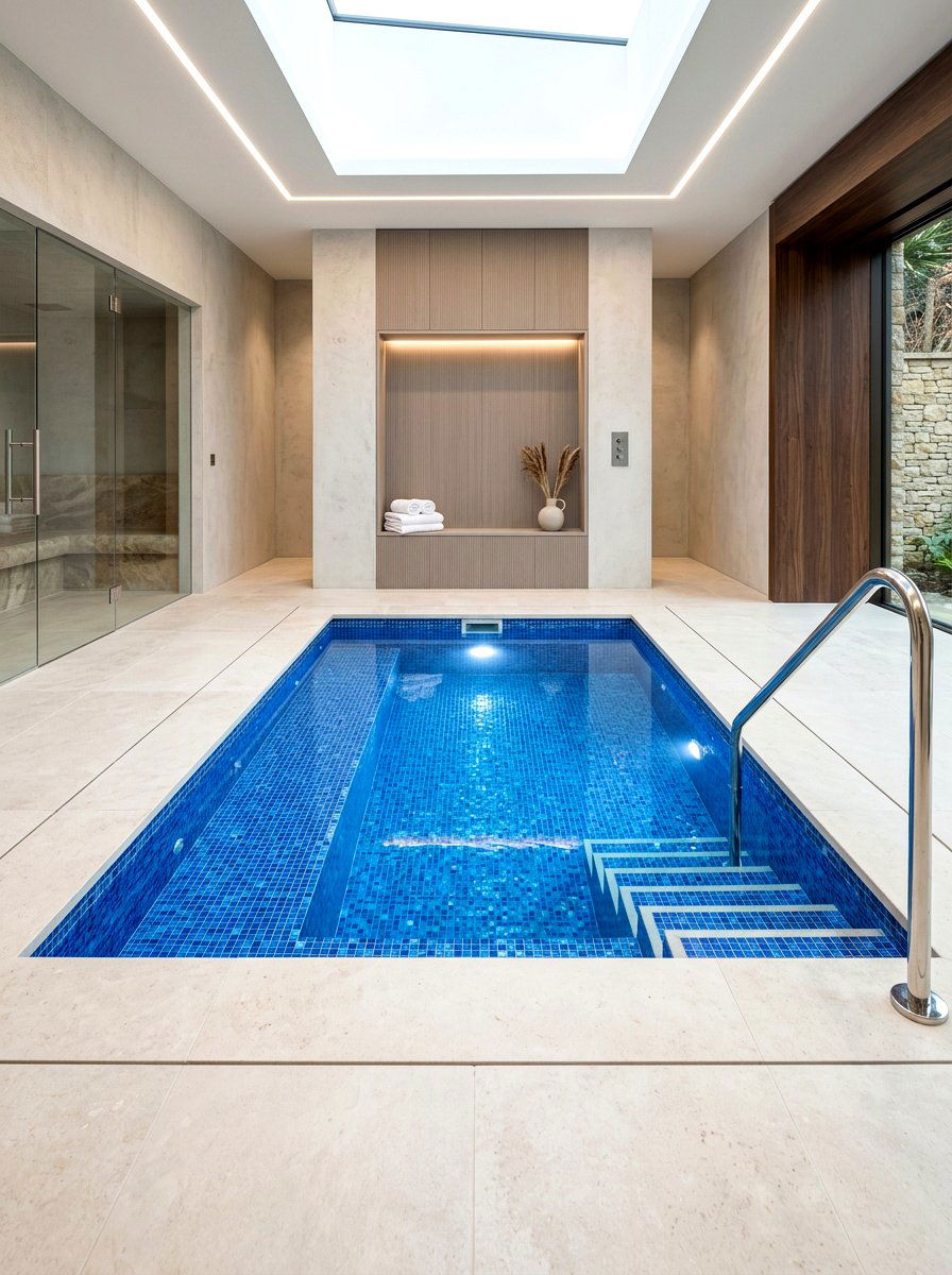Tiled Indoor Plunge Pool - 30 ice bath room ideas