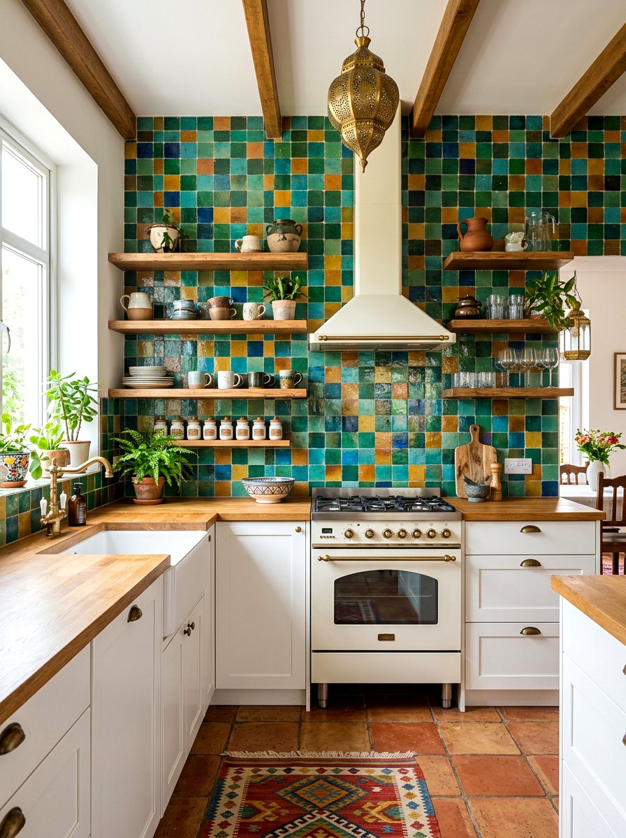 Tiled Kitchen Walls - 30 no upper cabinet kitchen ideas