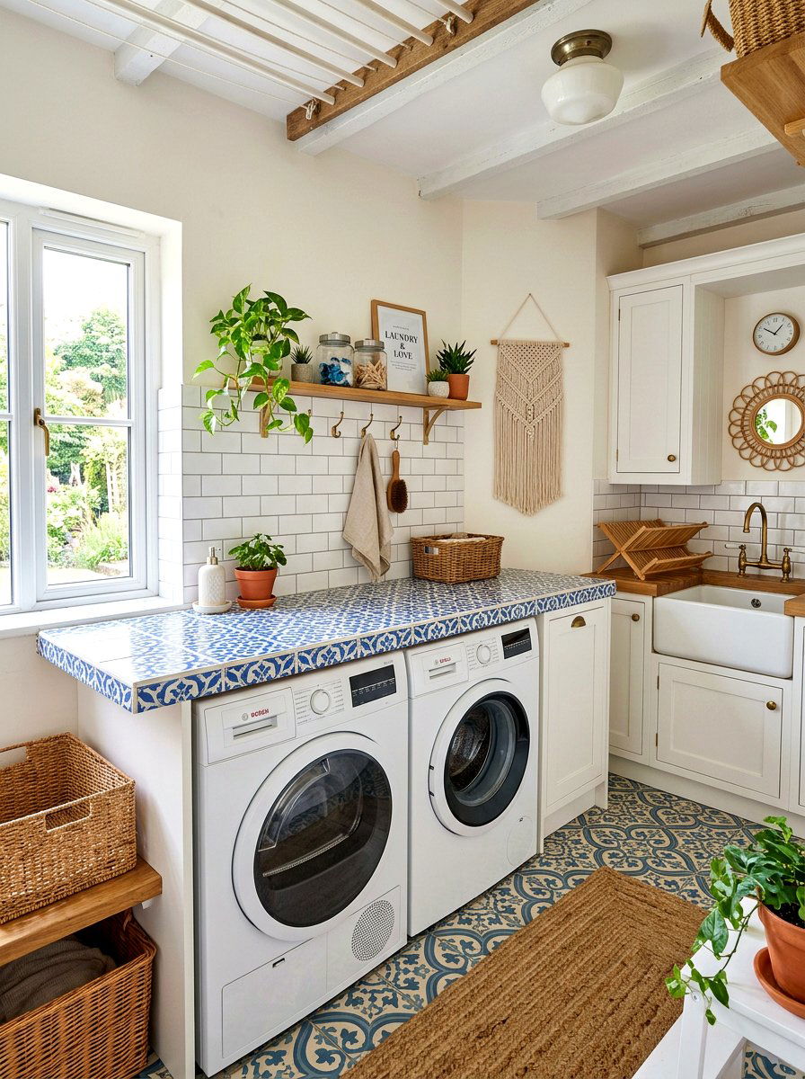 Tiled Laundry Counter - 30 laundry room countertop ideas