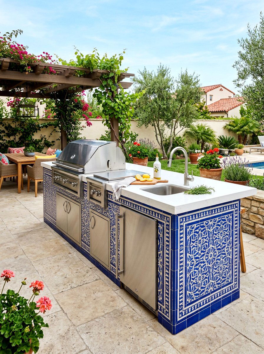 Tiled Outdoor Grill Island - 30 grill island ideas