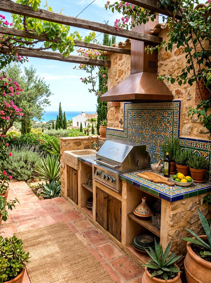 Tiled Outdoor Kitchen - 30 bbq area ideas