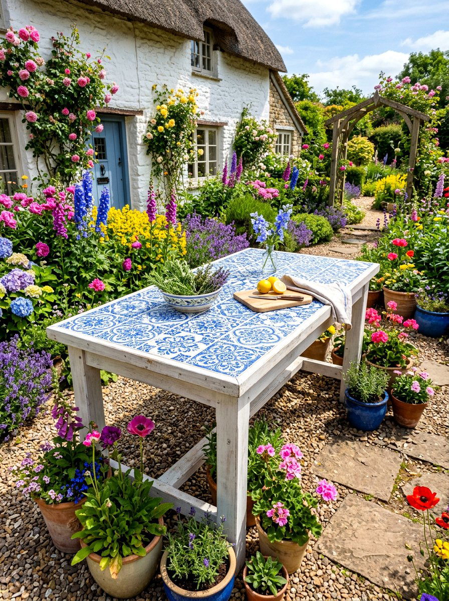 Tiled Outdoor Prep Table - 30 outdoor countertop ideas