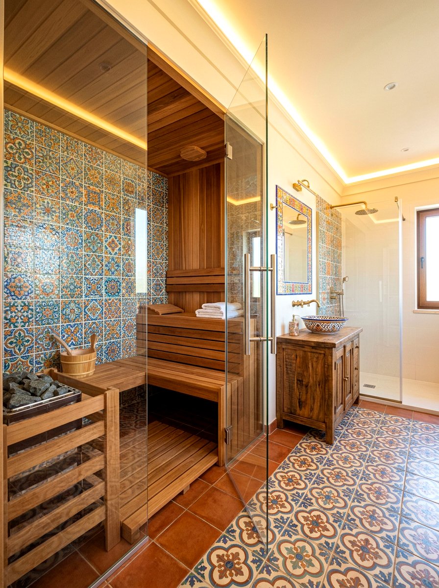 Tiled Sauna Bathroom - 30 sauna bathroom ideas