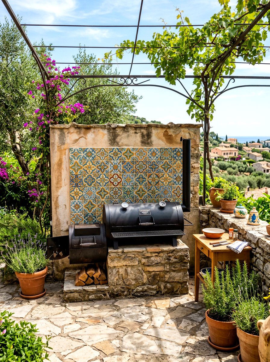 Tiled Smoker Backsplash - 30 smoker patio corner ideas